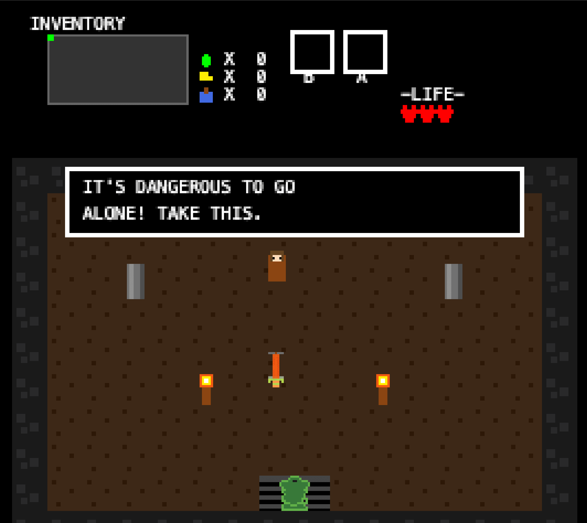 Ralph's TypeScript version — Old man gives Link the wooden sword