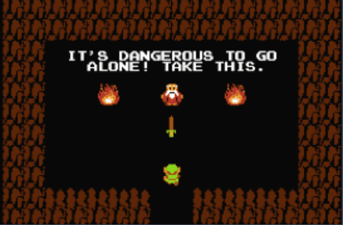 Original NES — Old man gives Link the wooden sword